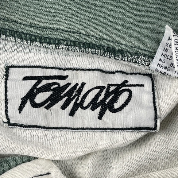 Tomato Mens Tshirt Striped Green White Button Med - Picture 8 of 8